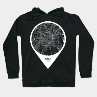 Milan, Italy City Map - Travel Pin Hoodie